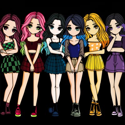 a group of girls realistic