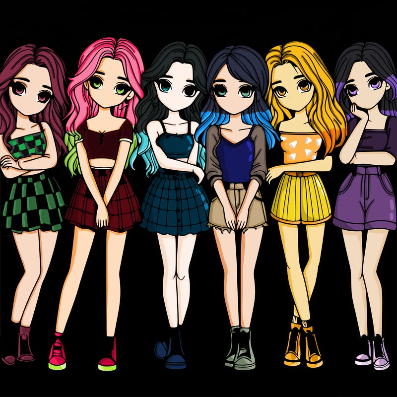 a group of girls realistic