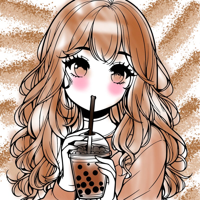 realistic girl drink a boba