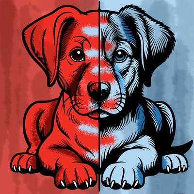 realistic dog split picture