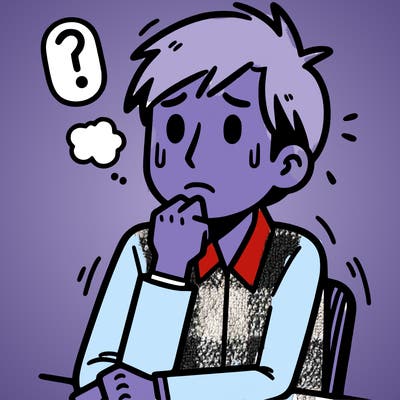 man scared and thinking