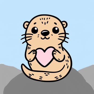 otter with a heart