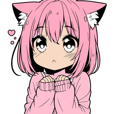 shy anime catgirl