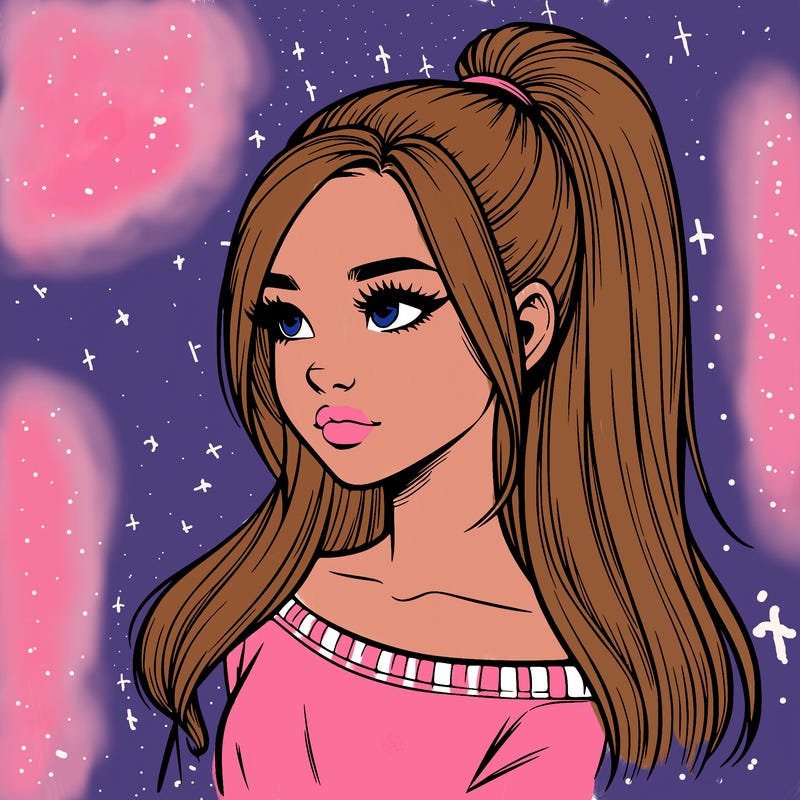 realistic girl with a high ponytail