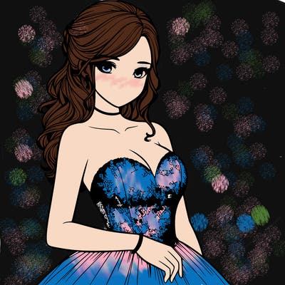 realistic girl in prom dress