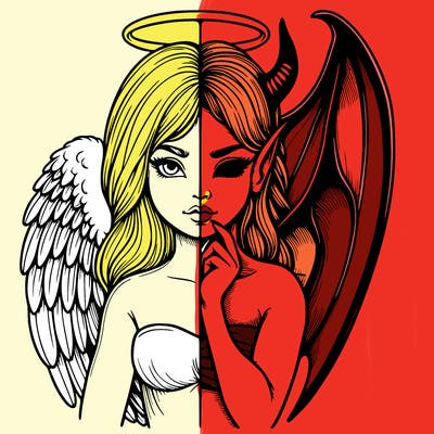 realistic angel half demon