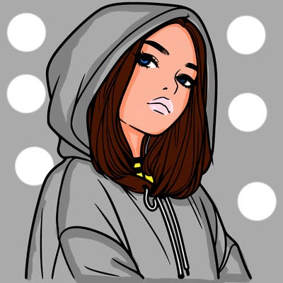 a realistic girl in a hoodie
