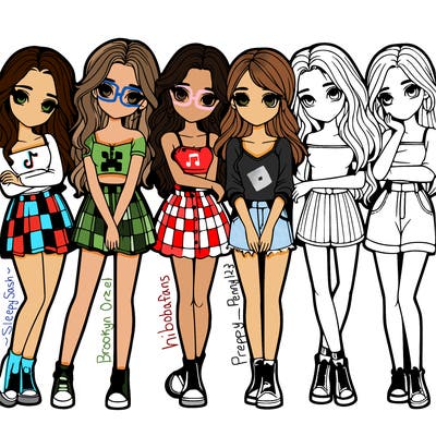 a group of girls realistic