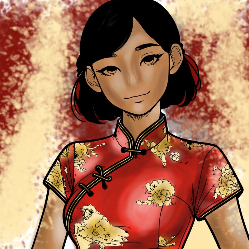 realistic asian girl wearing qipao