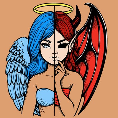 realistic angel half demon