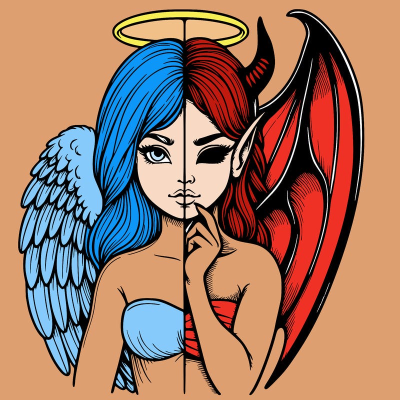 realistic angel half demon