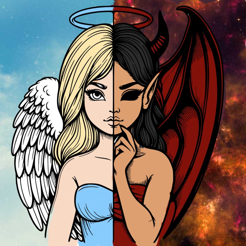 realistic angel half demon