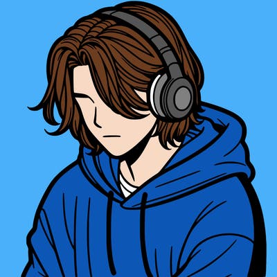 a guy with long hair with headphones wearing a hoodie