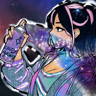 a realistic girl spray, painting