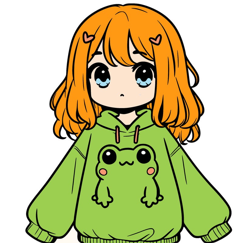 girl wearing frogging sweatshirt