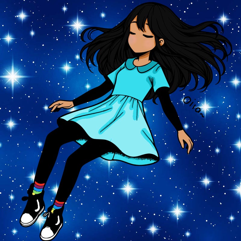 realistic girl floating