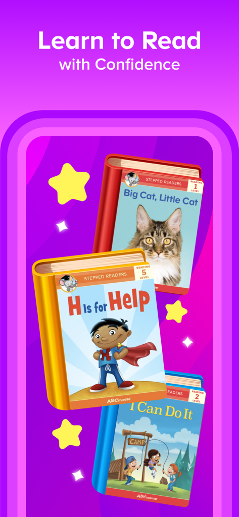 ABCmouse digital library featuring stepped reader books for kids to learn to read