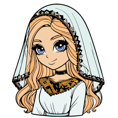 realistic girl with veil