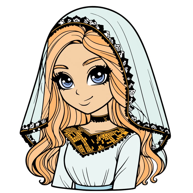 realistic girl with veil