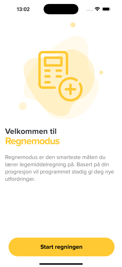 MedEasy - MedEasy app welcome screen for the medication calculation mode with a yellow calculator icon.