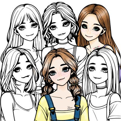 a group of girls realistic