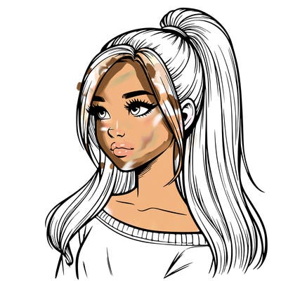 realistic girl with a high ponytail