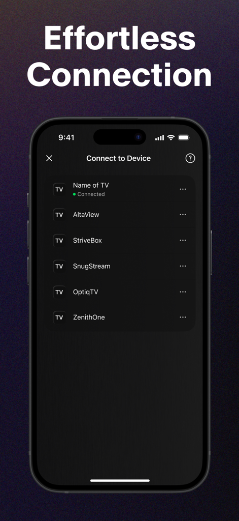 Pantalla de smartphone mostrando la lista de dispositivos conectados en la aplicación Control Remoto Universal