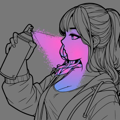 a realistic girl spray, painting