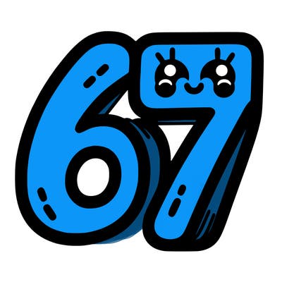 the numbers 67