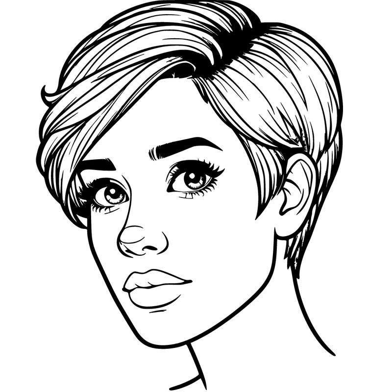 realistic woman with short styled hair