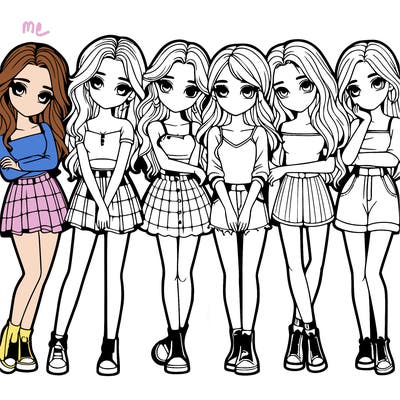 a group of girls realistic