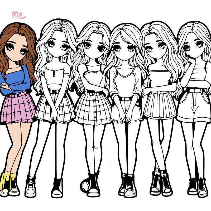 a group of girls realistic