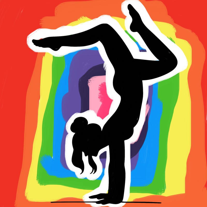 a woman doing a handstand