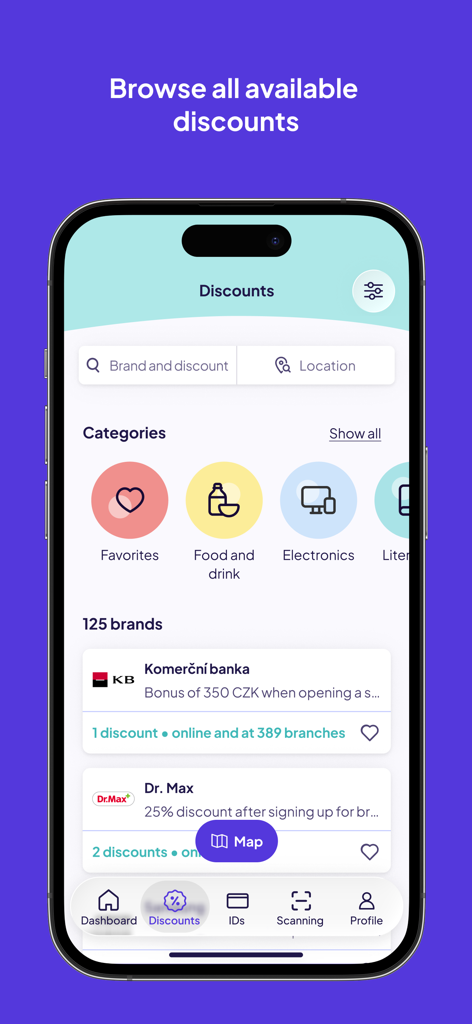Mobile screen of the Alive App showing student discount categories and local brand deals