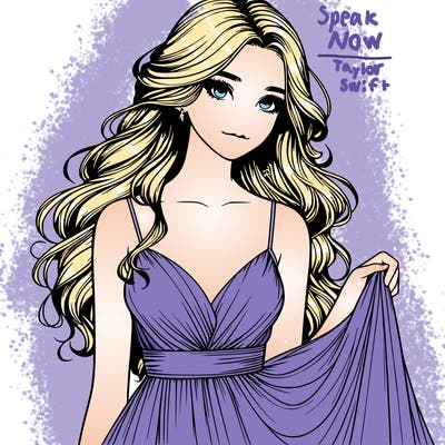 realistic girl in flowy silky prom dress