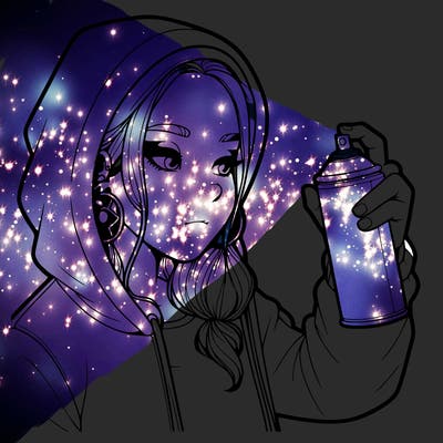 a realistic girl, spray painting