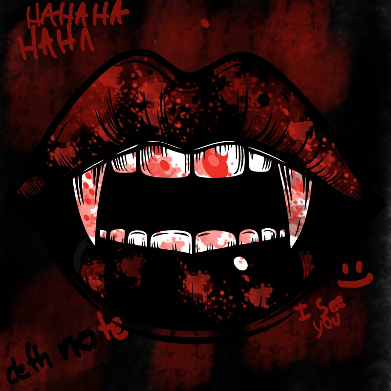 lips with vampire teeth