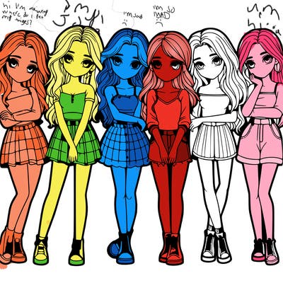 a group of girls realistic