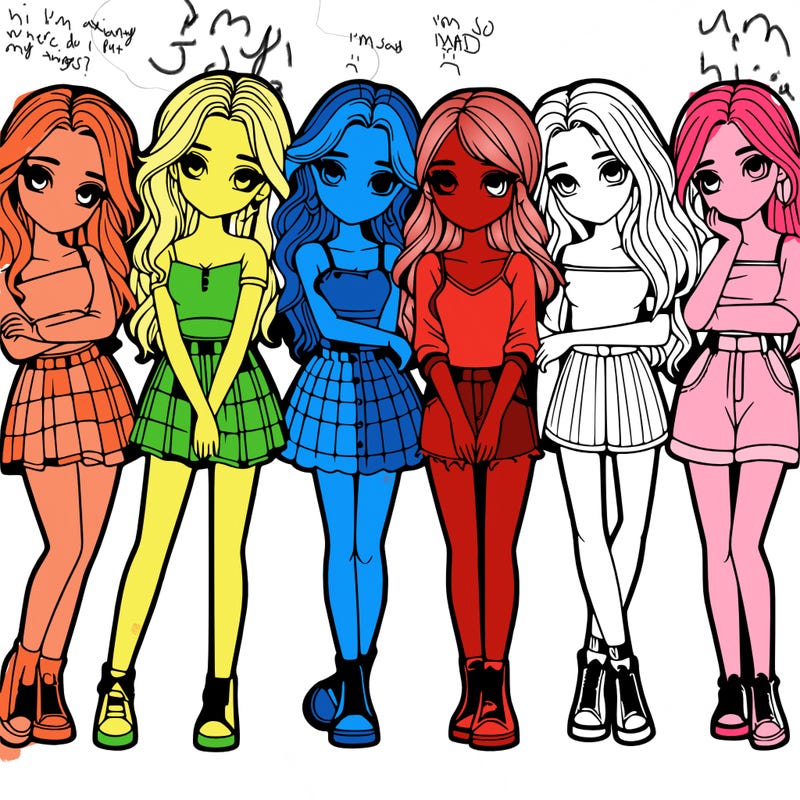 a group of girls realistic