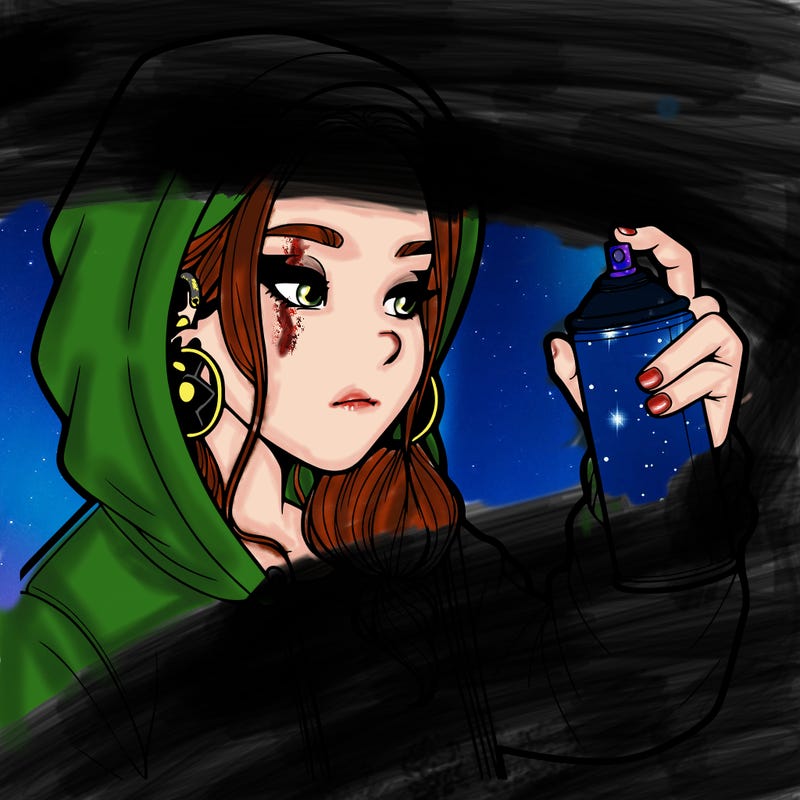 a realistic girl, spray painting