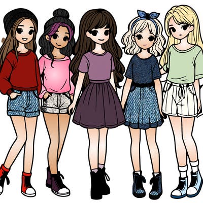 a group of five girls