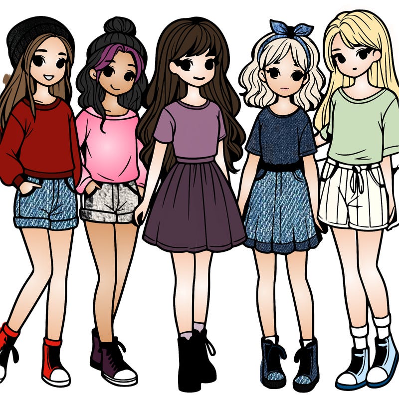 a group of five girls