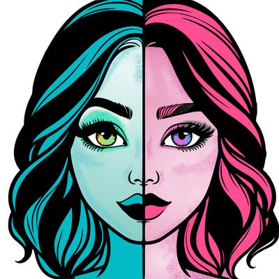 realistic girl split half