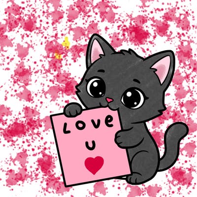 a small cat with a blank sheet of paper in its hand. the cat is sooooooo cute!