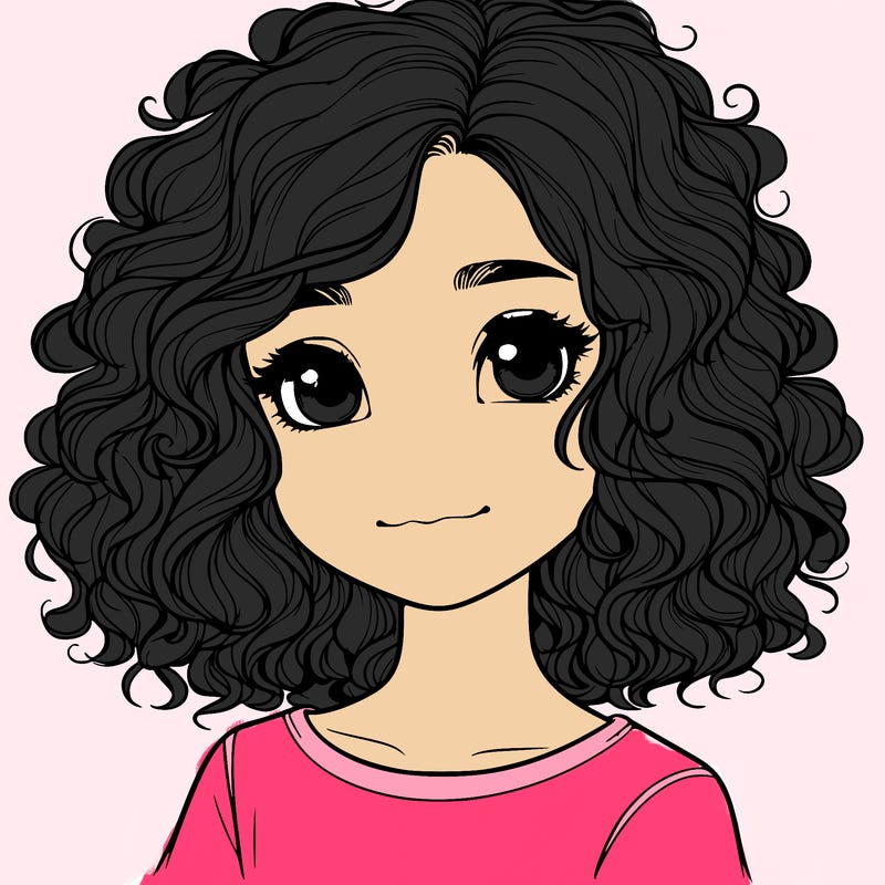 realistic girl with curly hair