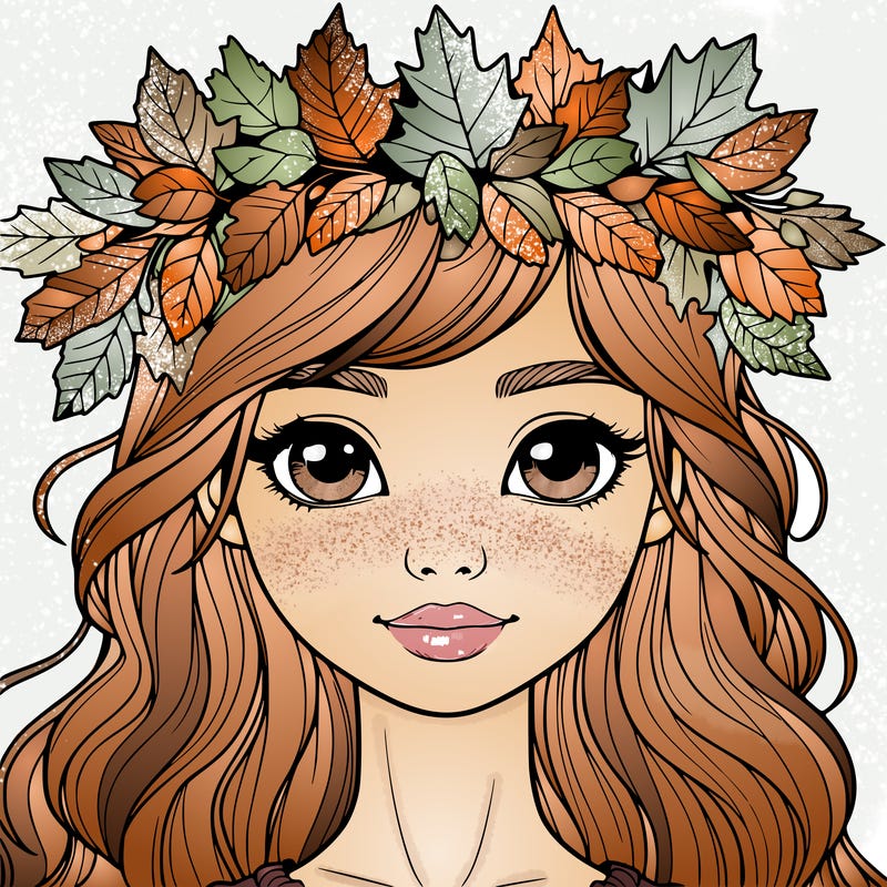 realistic girl with fall leaf crown