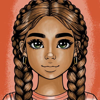 realistic girl with braids