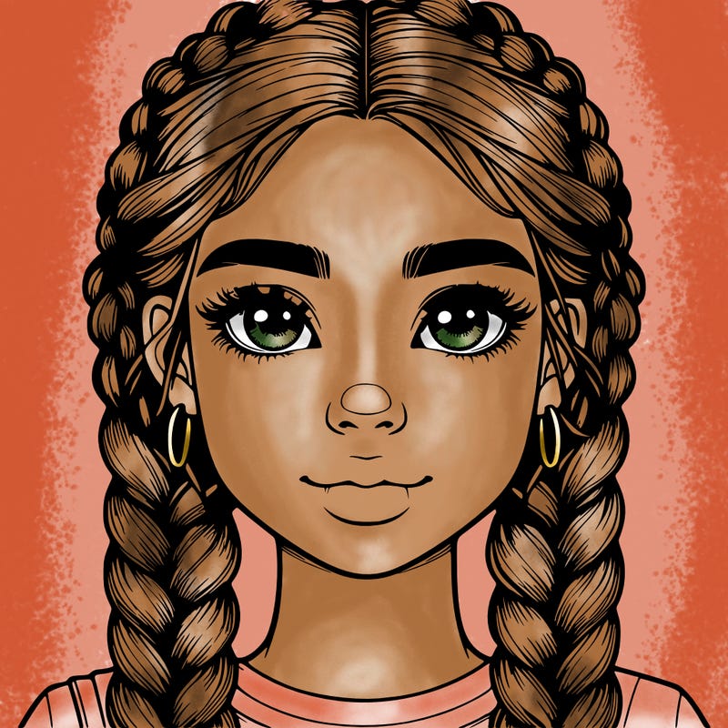 realistic girl with braids