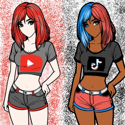 realistic girl with a short shirt