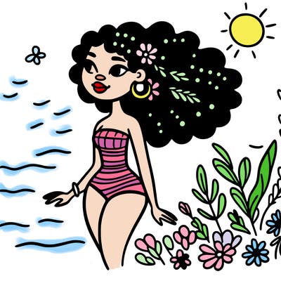 african woman in a swimsuit